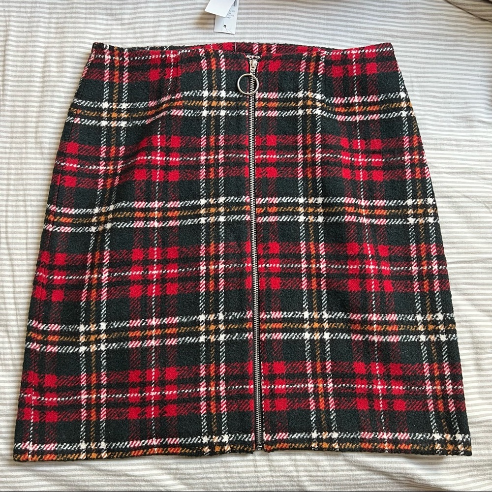 Long Tall Sally Zip-Front Tartan Plaid Skirt Size US 10 Tall